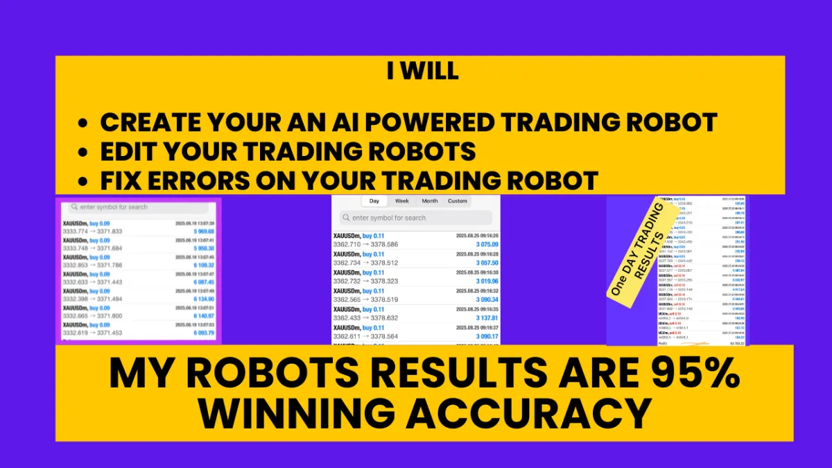 I Will Create New Trading Robot, Or Edit Your Trading Bot Or Fix Errors on Your Trading Robot